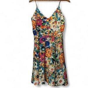 Yumi Kim Womens Floral Tank Mini Skater Dress Silk Size Small